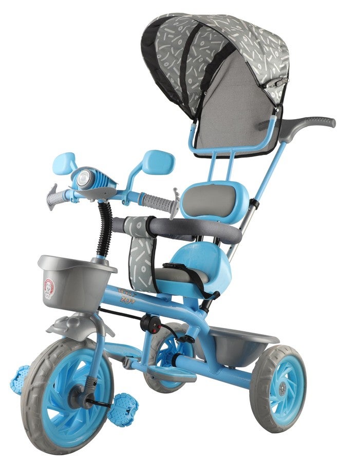 JoyRide Tiny Trekker Tricycle for Kids 1.5 to 5 Years with Parental Push Handle, Foldable Canopy Storage Baskets |Plug & Play Trikes for Girls Boys Malachite Blue - Image 2